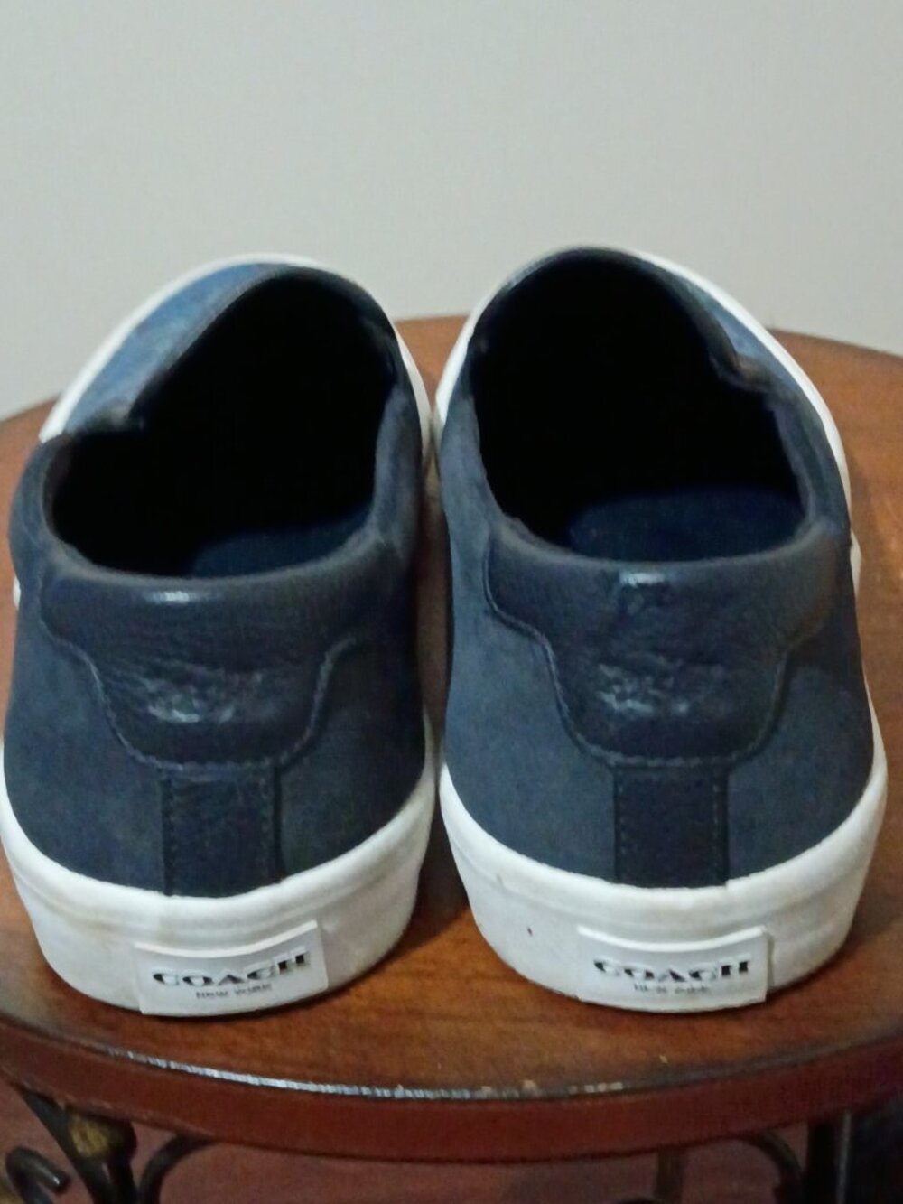 Coach Slip On Blue Black Monogram Sateen Black Low Sneakers Men's Size 11D - Picture 10 of 12